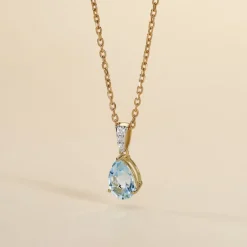 Outlet Histoire d'Or Pendentif Or Jaune Gorgel Topaze Oxydes De Zirconium or jaune topaze bleu sky