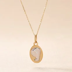 Histoire d'Or Pendentif Vierge Ovale Or Bicolore