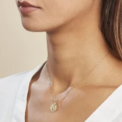 Outlet Histoire d'Or Pendentif Vierge Rond Dentelle Or Jaune
