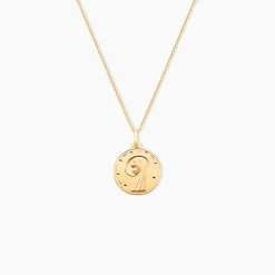 Clearance Histoire d'Or Pendentif Vierge Rond Diamante Or Jaune