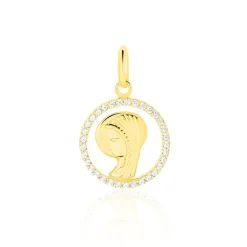 Hot Histoire d'Or Pendentif Vierge Rond Diamante Or Jaune Oxyde De Zirconium