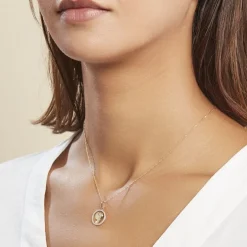 Hot Histoire d'Or Pendentif Vierge Rond Diamante Or Jaune Oxyde De Zirconium