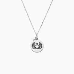 Hot Histoire d'Or Pendentif Zodiaque Rond Argent Blanc