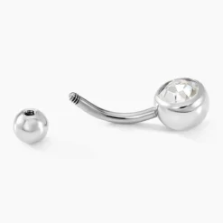 Histoire d'Or Piercing De Nombril Santuzza Acier Blanc Verre* Piercings|Autres Bijoux