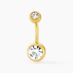 Sale Histoire d'Or Piercing De Nombril Santuzza Acier Doré Verre acier doré verre blanc