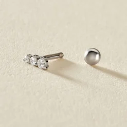 New Histoire d'Or Piercing D'oreille Unitaire Delphie Argent Blanc Oxyde De Zirconium